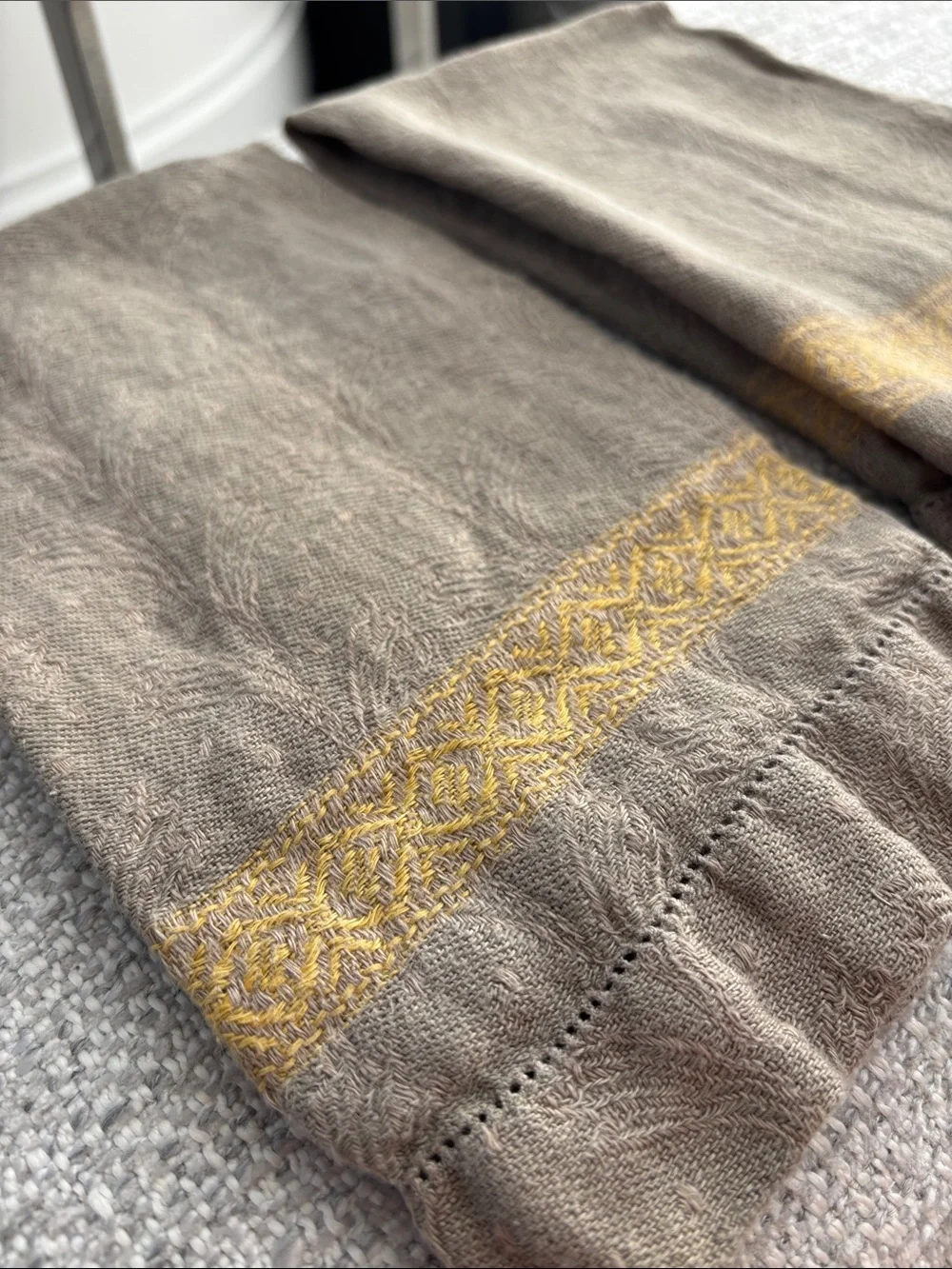 Tessitura Pardi 100% Rustica Linen Hand/Guest Towels- Gold Accent - Pair